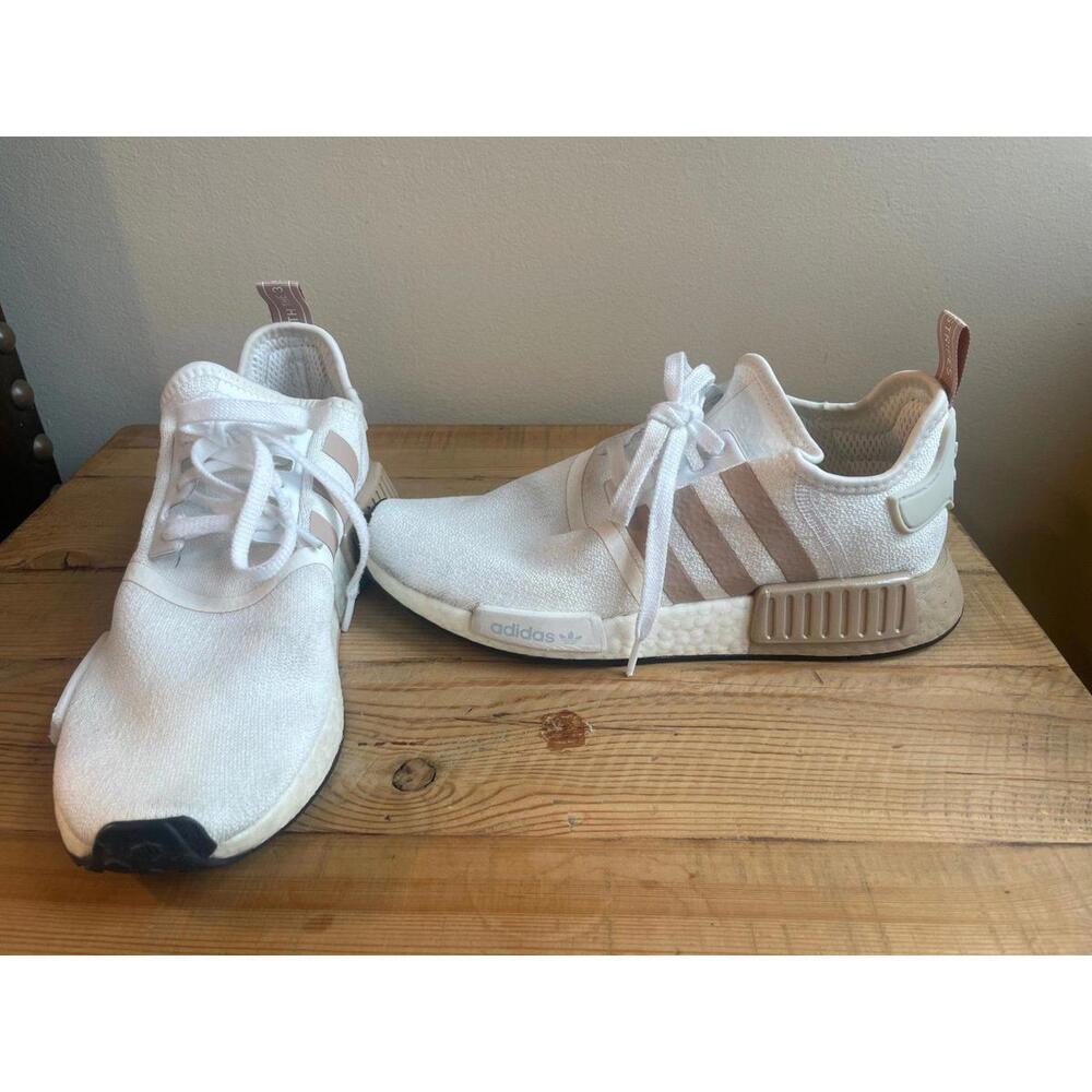 Adidas NMD_R1 Sneakers – White/Clear Brown w/ Japanese Lettering (Wms size 10.5)